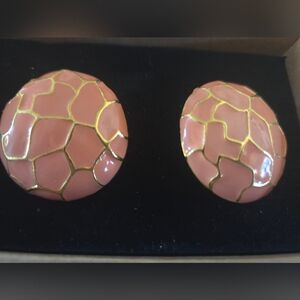 Corral and Gold Clip-On Earrings